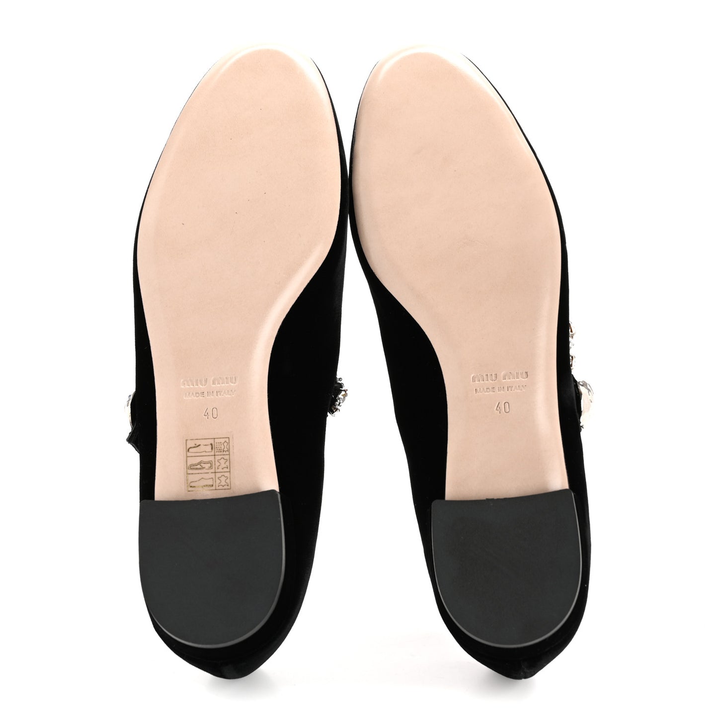 Velvet Crystal Mary Jane Flats 40 Black