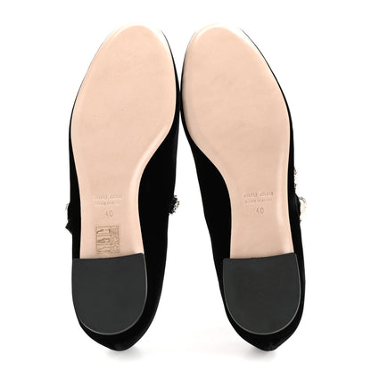 Miu Miu Velvet Crystal Mary Jane Flats 40 Black 6 of 9