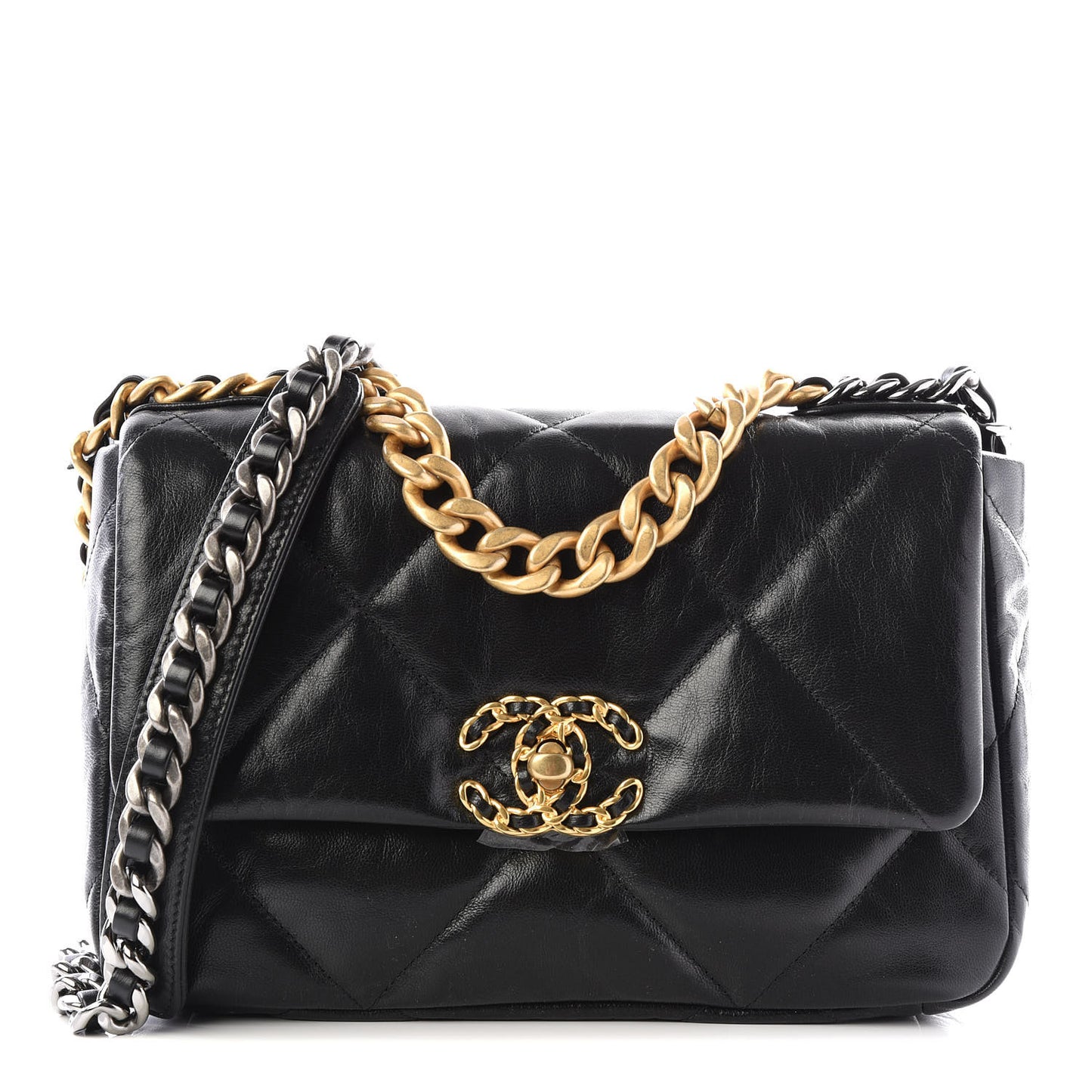 Goatskin Quilted Medium 19 Flap Black