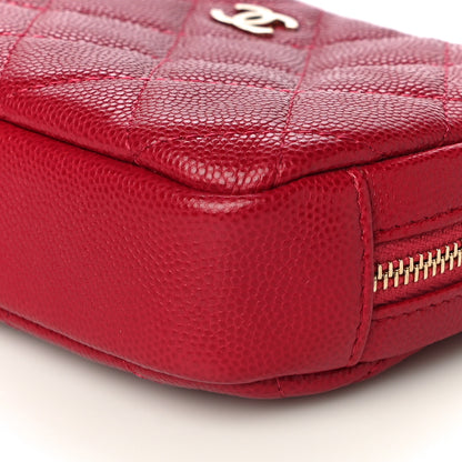 Chanel Caviar Quilted Small Curvy Pouch Cosmetic Case Dark Pink 10 of 10