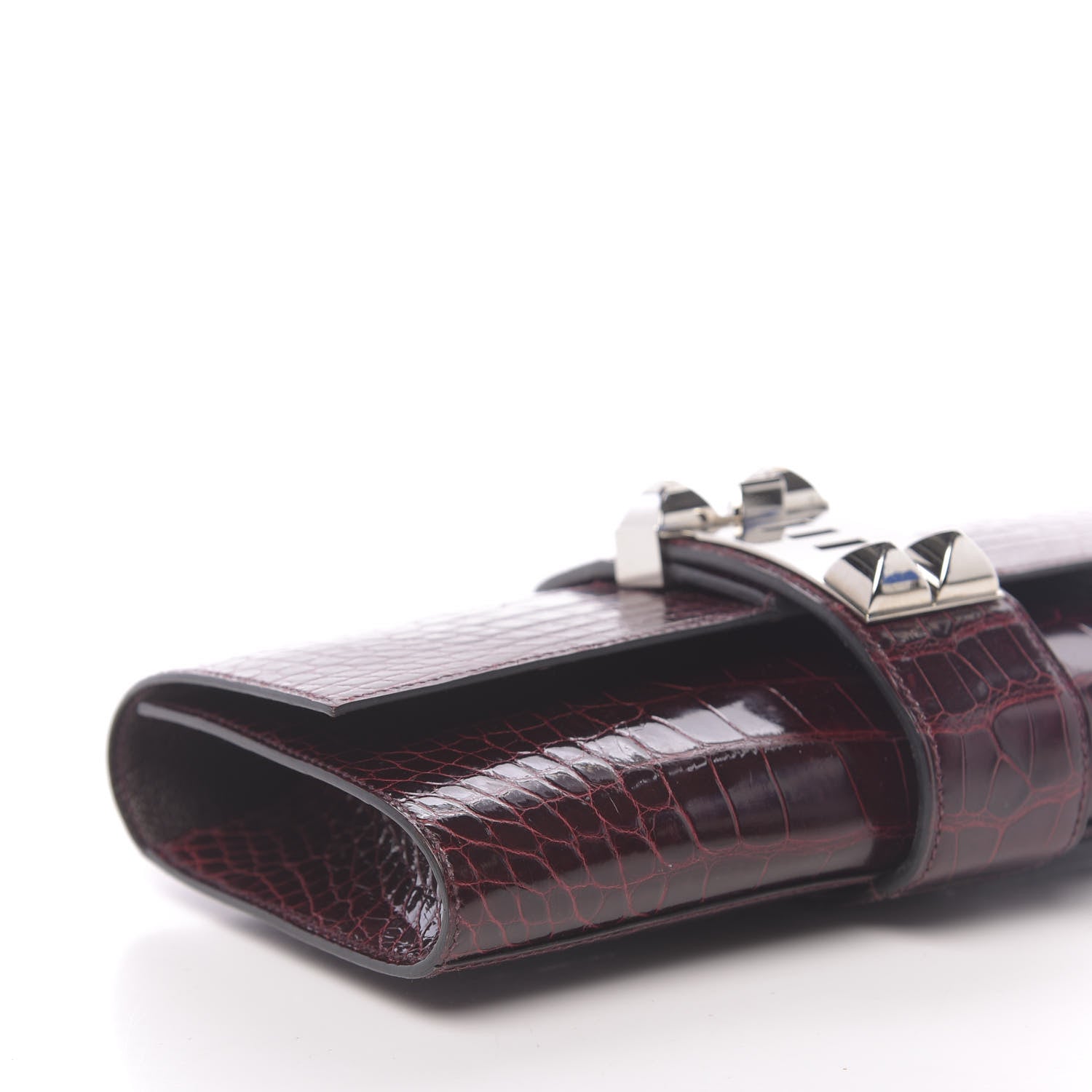 Hermes Shiny Alligator Medor Clutch 23 Bordeaux 8 of 11