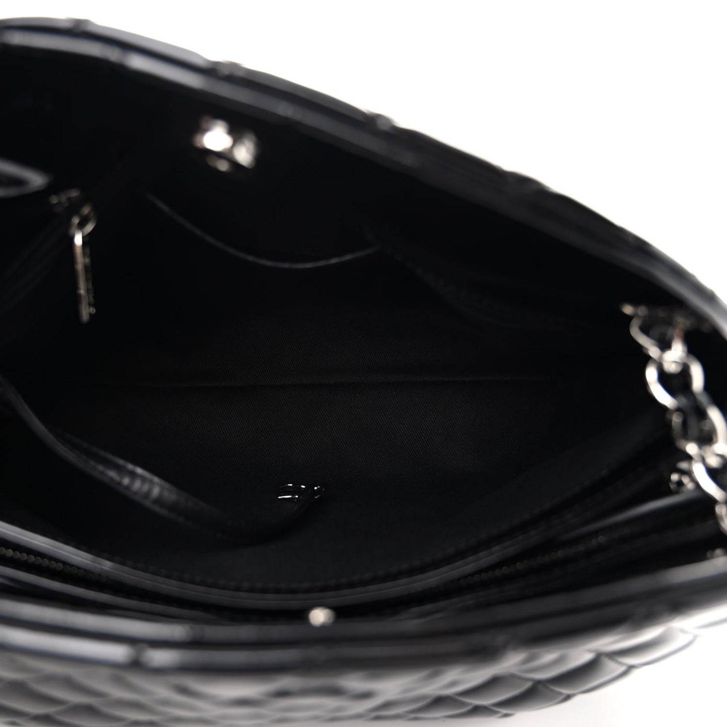 Patent Quilted Large Just Mademoiselle Bowling Bag Black