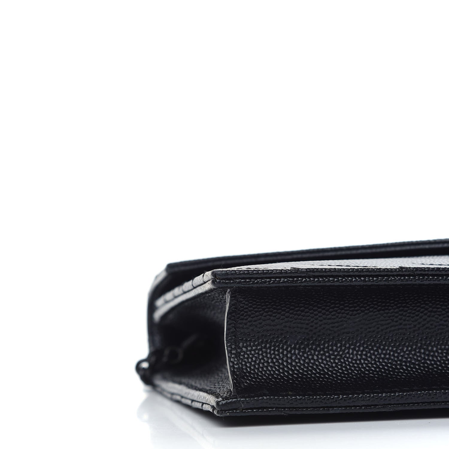 Saint Laurent Grain De Poudre Matelasse Chevron Monogram Envelope Chain Wallet Black 8 of 10