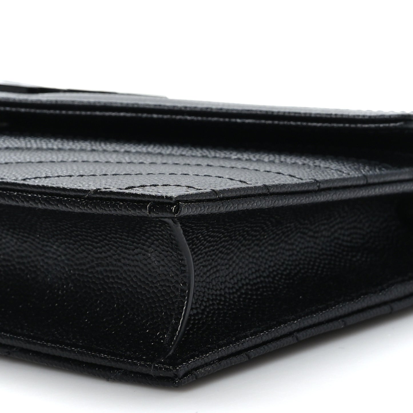 Grain De Poudre Matelasse Chevron Monogram Monochrome Envelope Chain Wallet Black