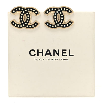 Chanel Resin Pearl CC Earrings Black Gold 6 of 6