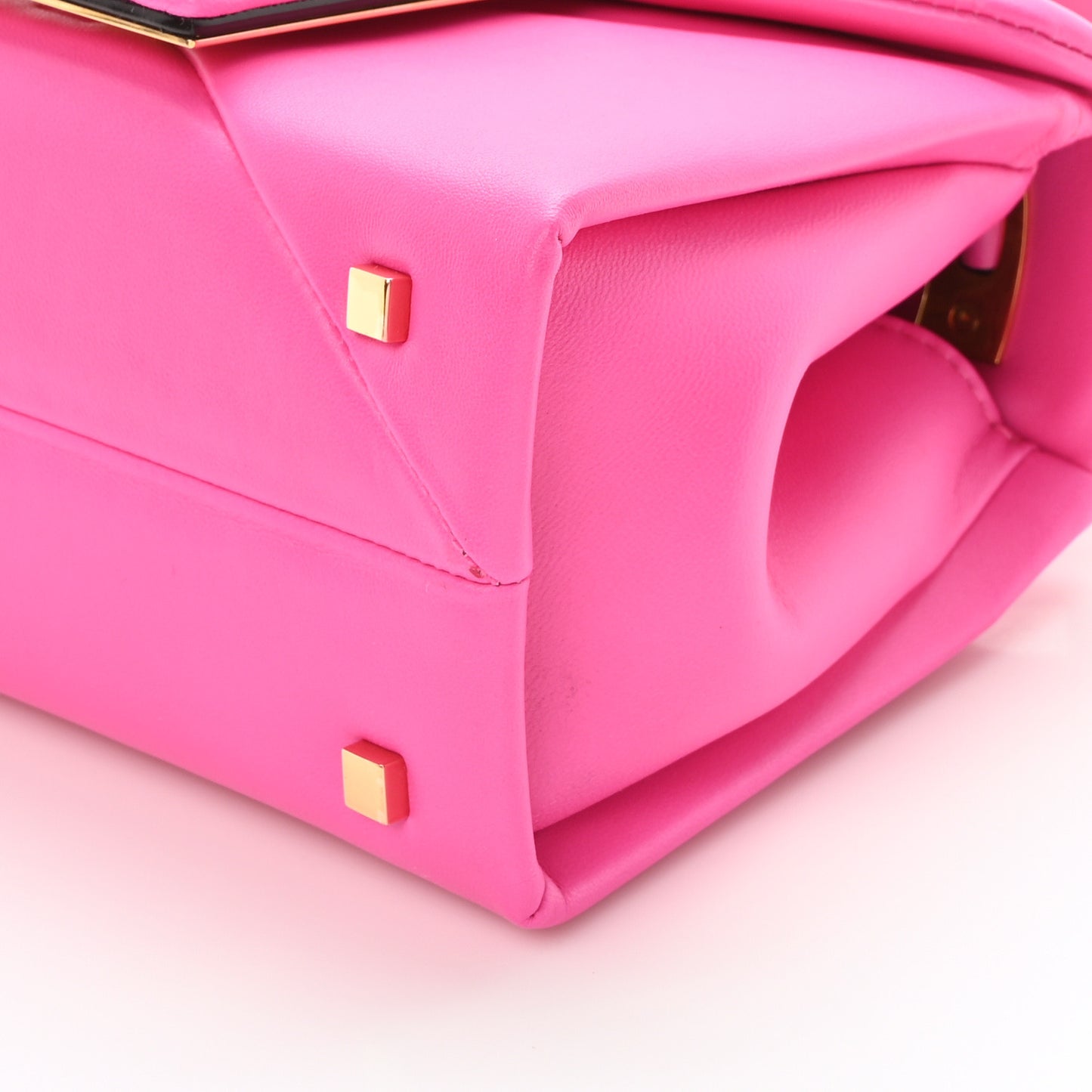Nappa Tonal Monochrome Mini One Stud Top Handle Bag Pink PP