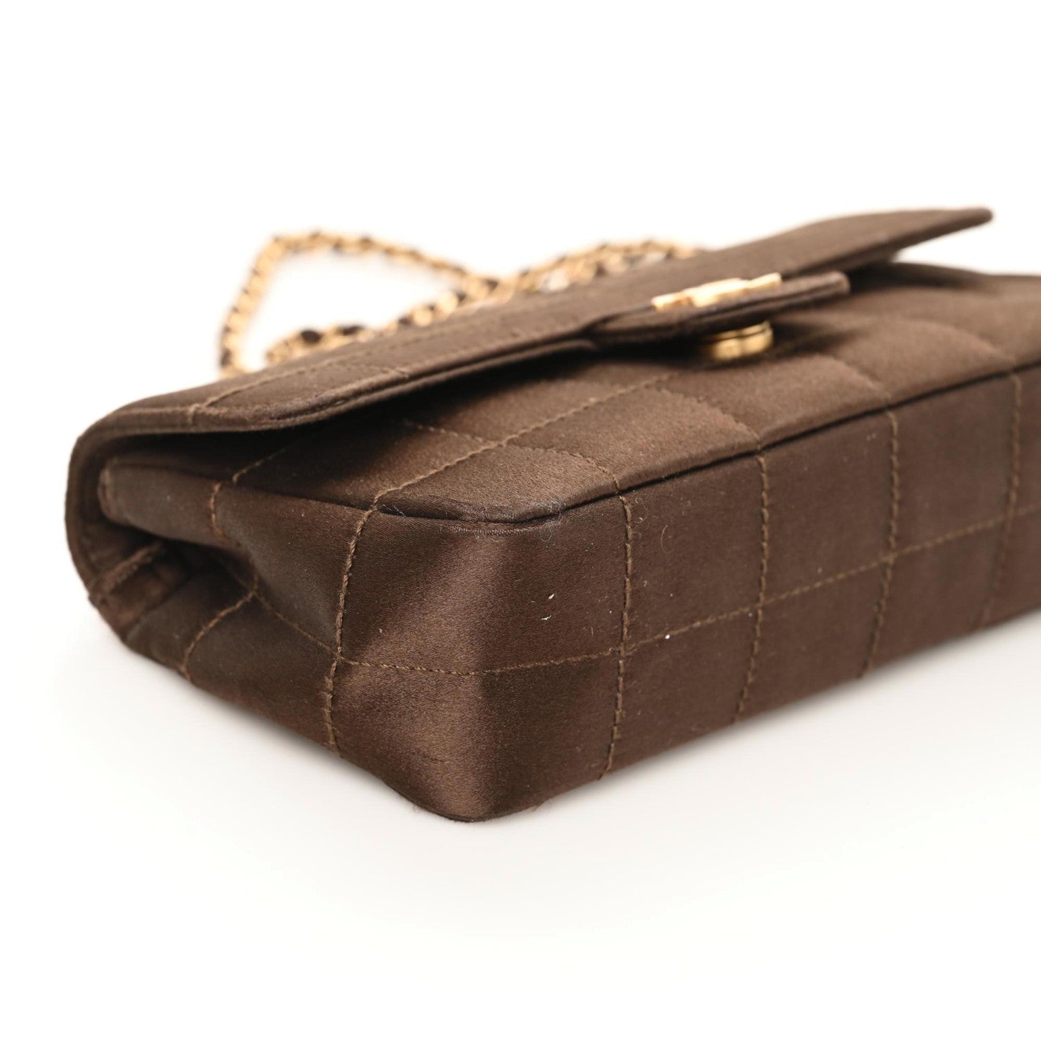 Chanel Satin Chocolate Bar Quilted Rectangular Mini Flap Dark Brown 4 of 8