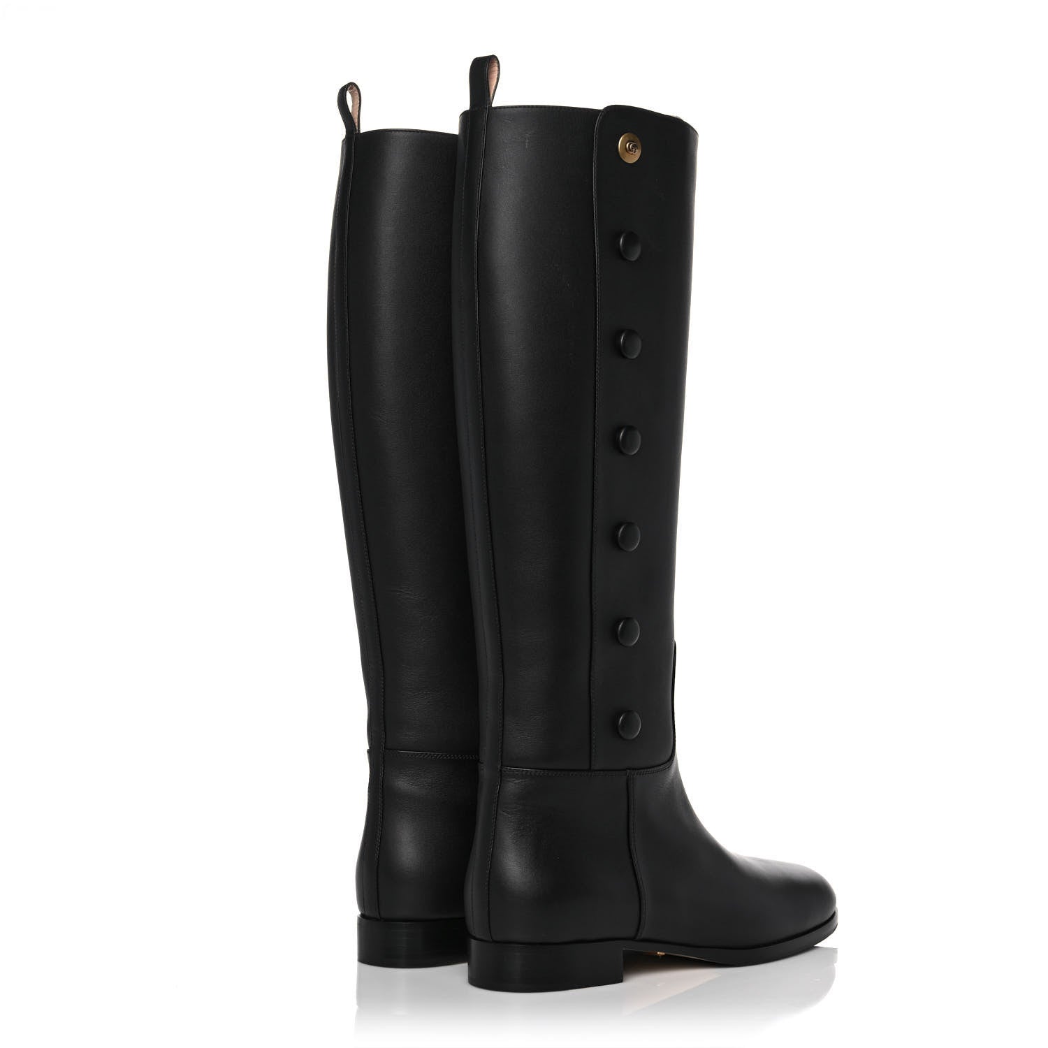 Gucci Calfskin Buttons Lifford Knee High Boots 39 Black 4 of 9