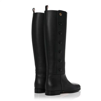 Gucci Calfskin Buttons Lifford Knee High Boots 39 Black 4 of 9