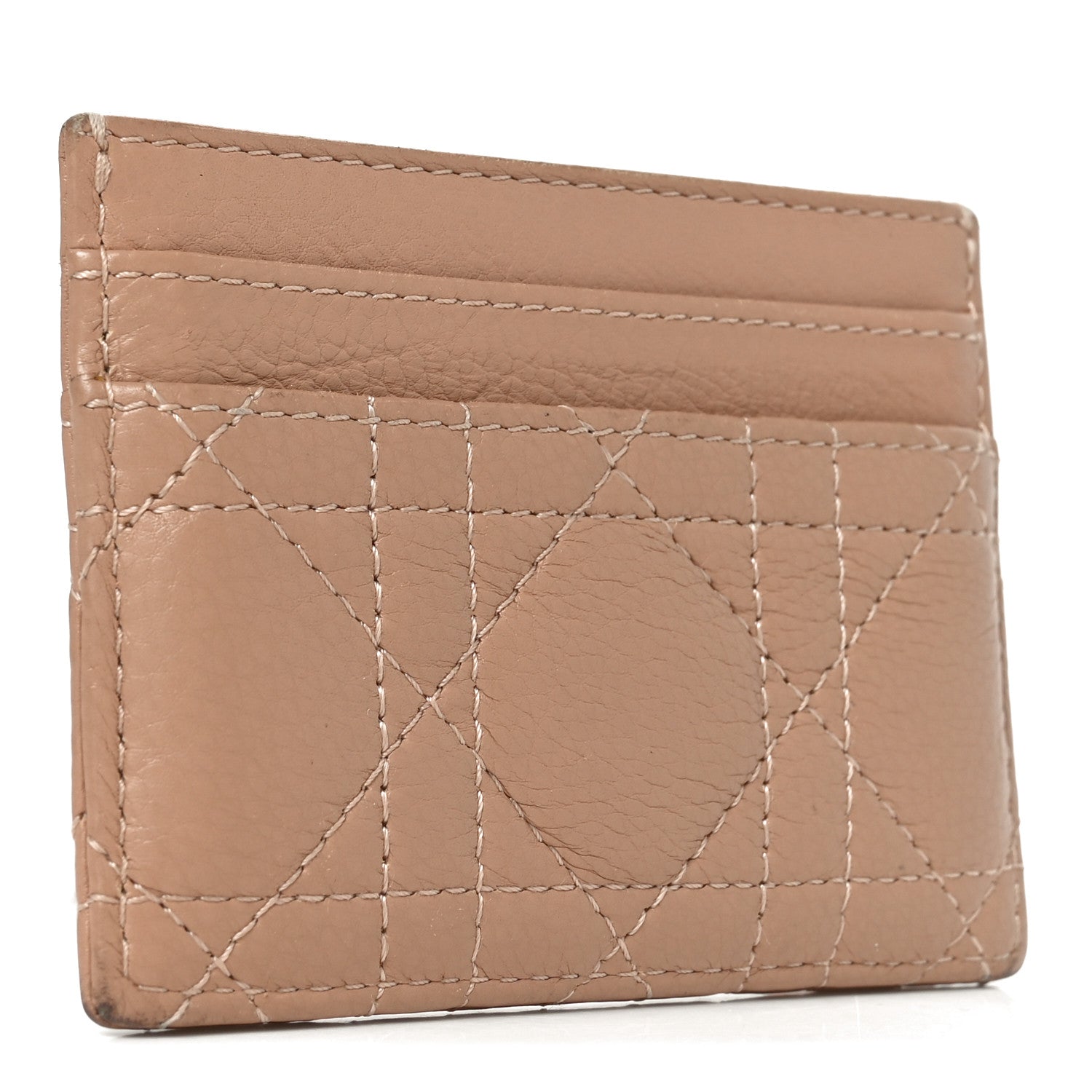 Christian Dior Supple Calfskin Cannage Caro Freesia Card Holder Rose De Vents 3 of 8