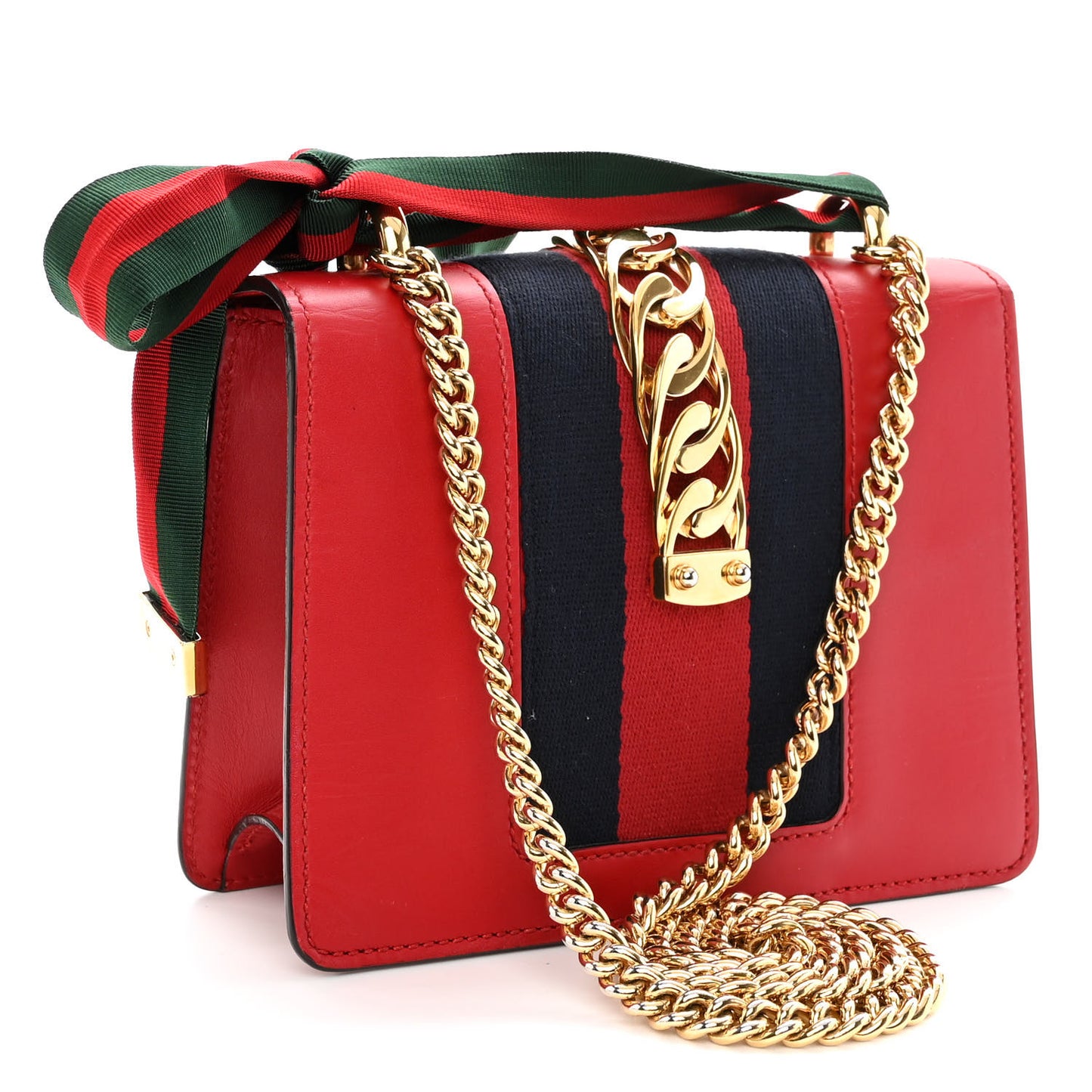 Calfskin Mini Sylvie Chain Shoulder Bag Hibiscus Red