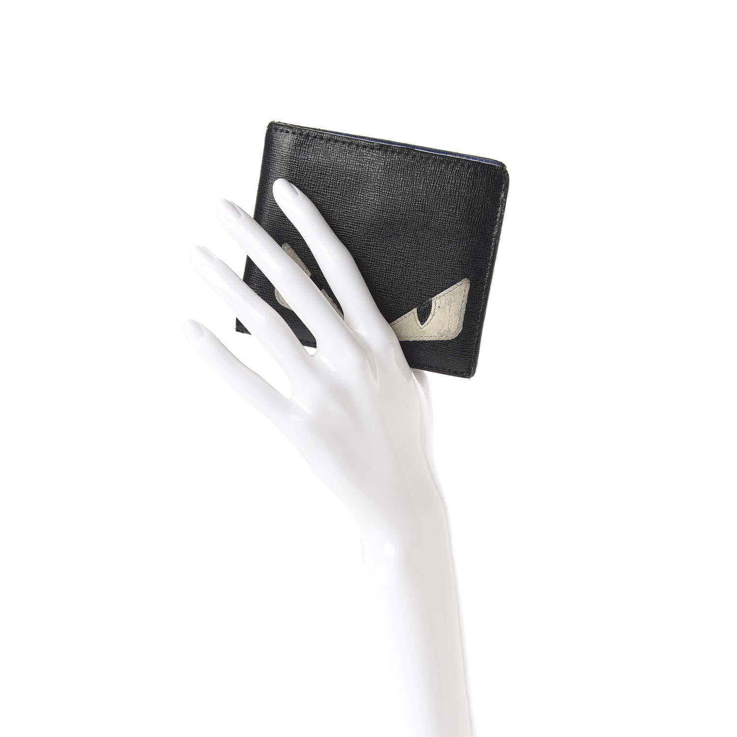 Fendi Vitello Elite Monster Eyes Inlay Bi-Fold Wallet Asfalto Blue 2 of 9