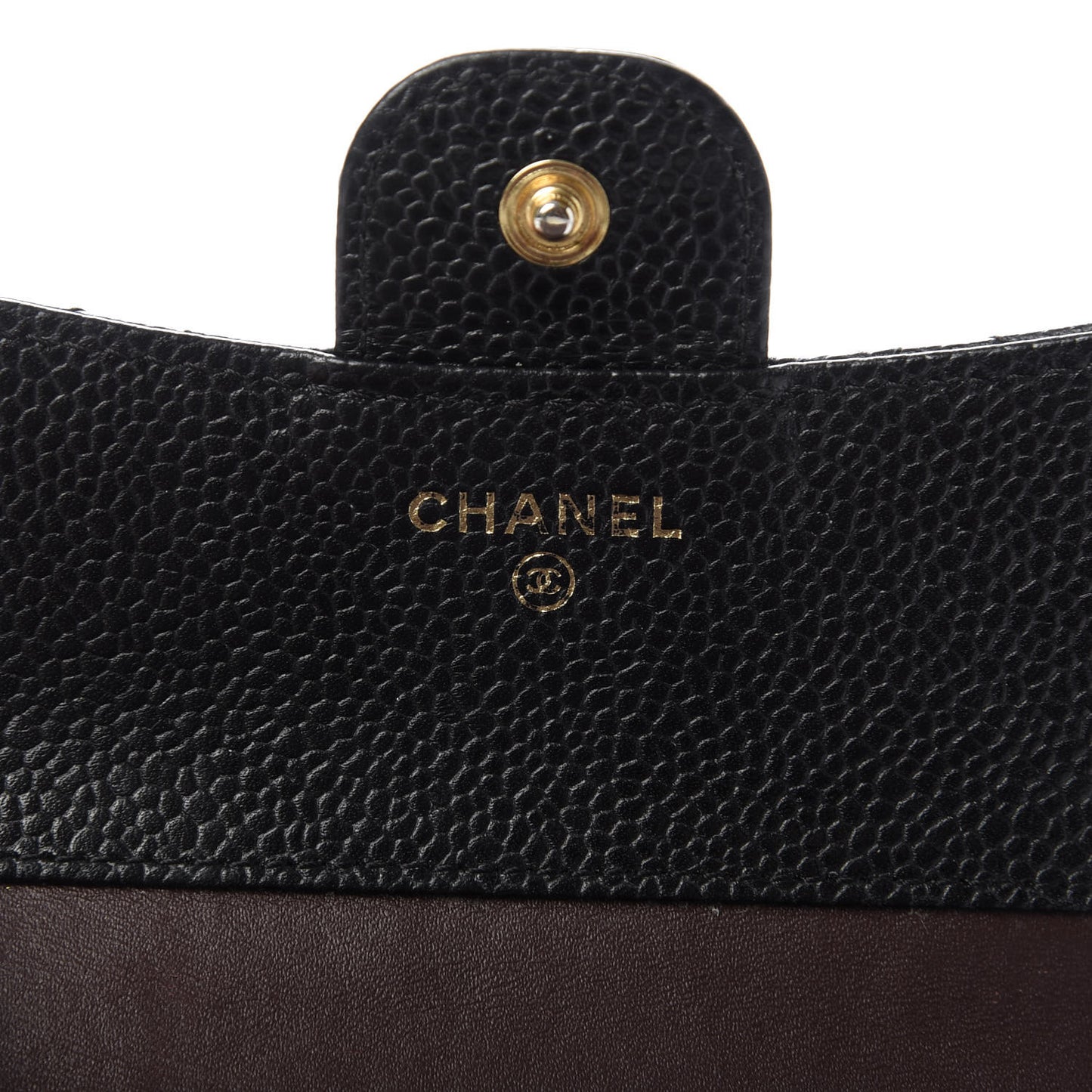Caviar Quilted Compact Flap Wallet Black