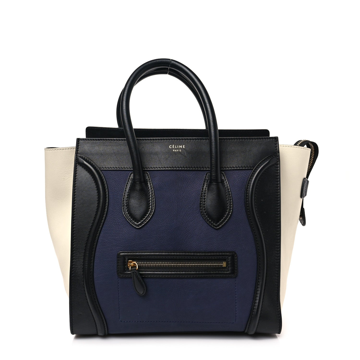 Celine Velluto Calfskin Mini Tri-Color Luggage Navy 1 of 10