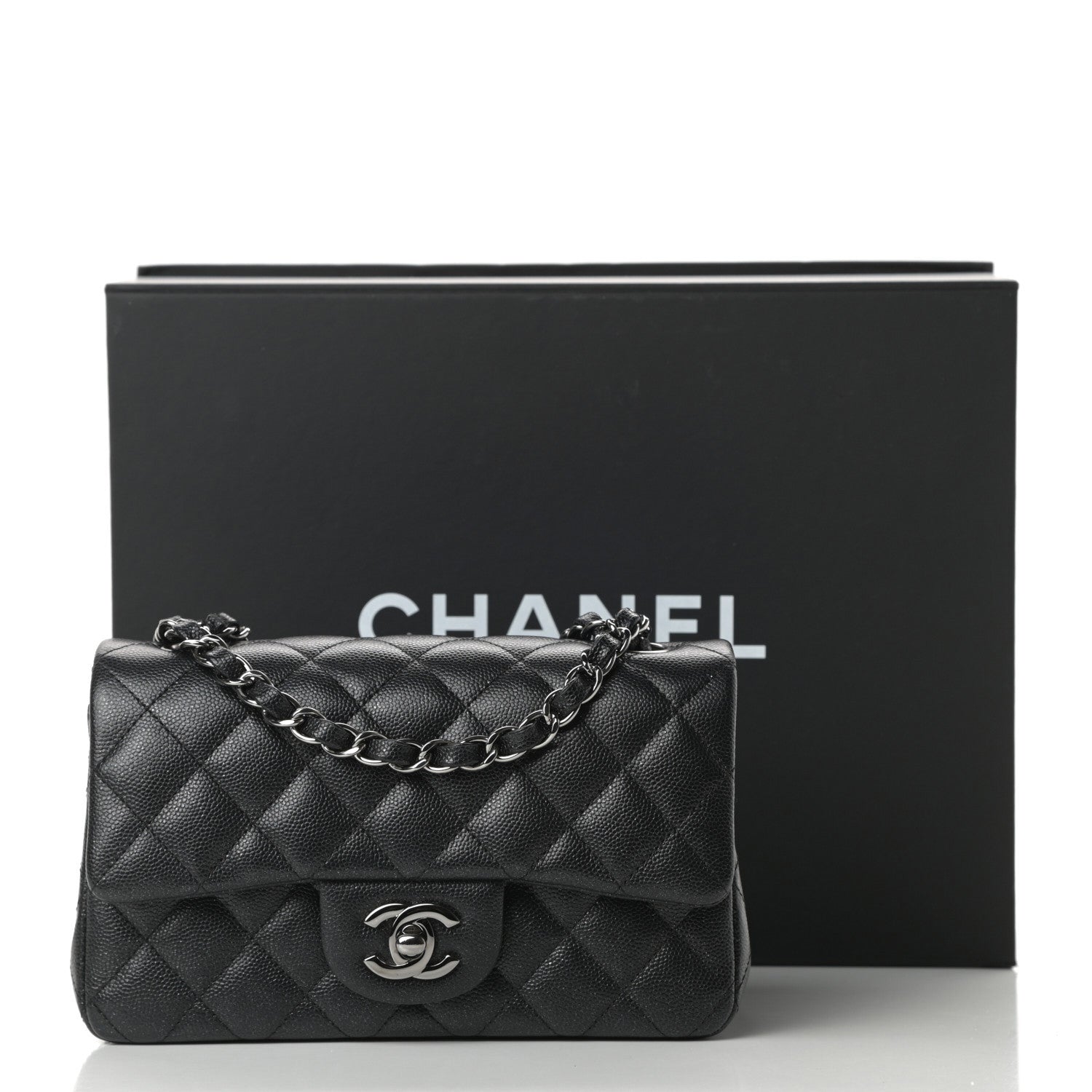 Chanel Iridescent Caviar Quilted Mini Rectangular Flap Black 11 of 11