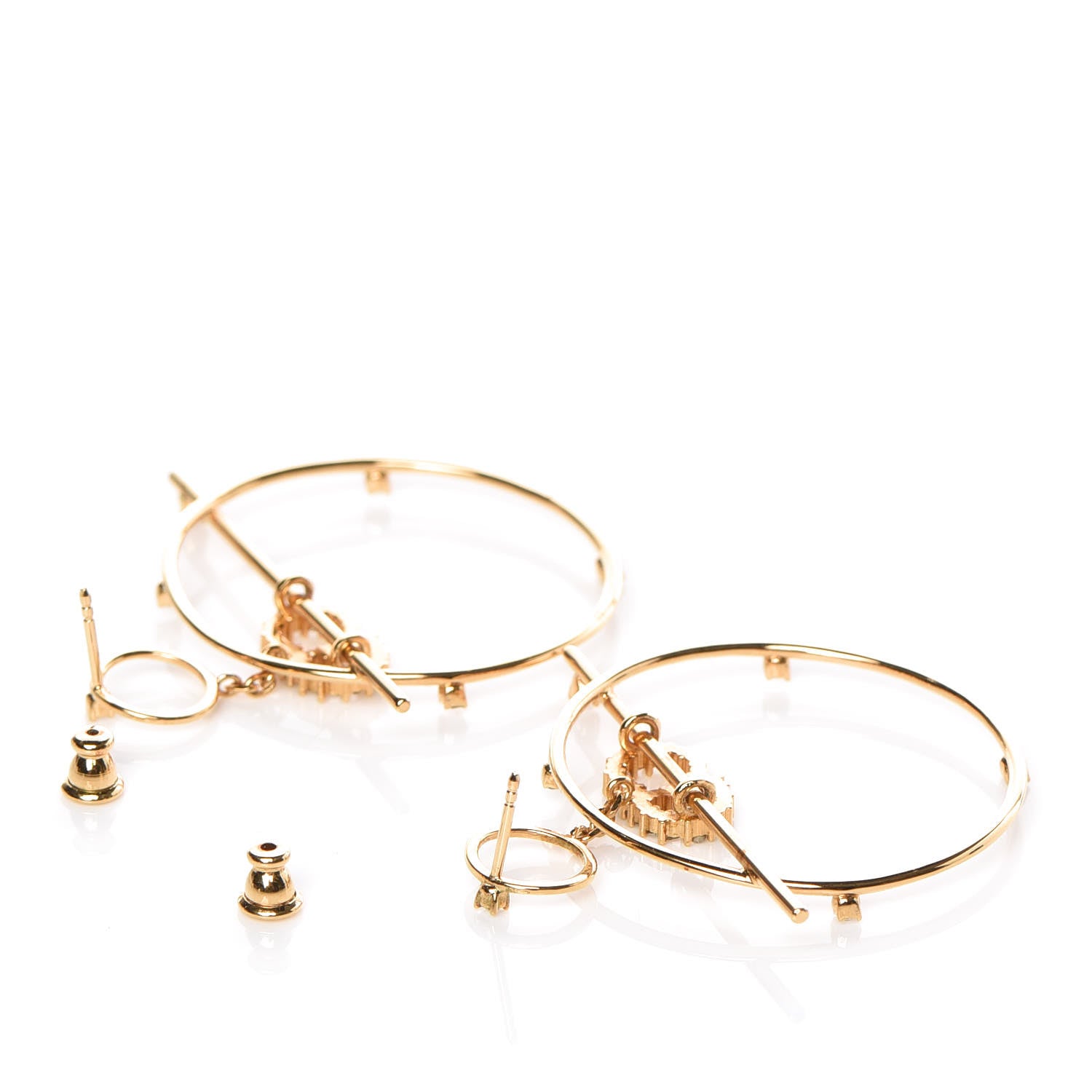 Christian Dior Crystal Hoop Earrings Gold 3 of 4