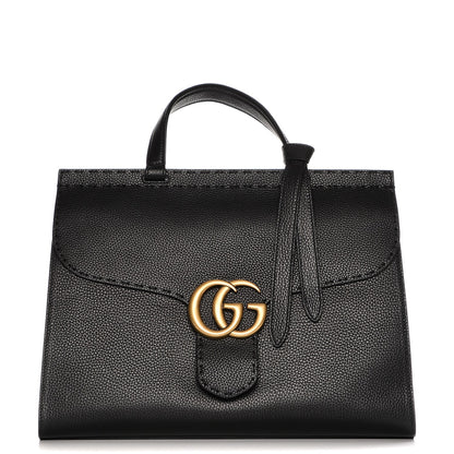 Gucci Calfskin Medium GG Marmont Top Handle Bag Black 1 of 7