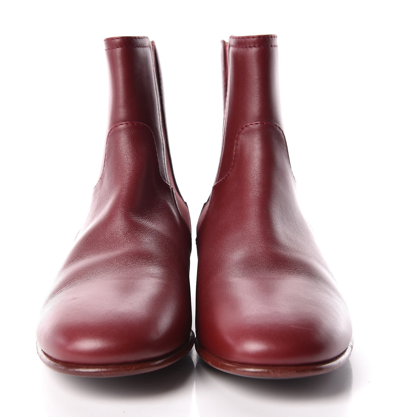 Calfskin Chelsea CC Short Boots 38 Bordeaux