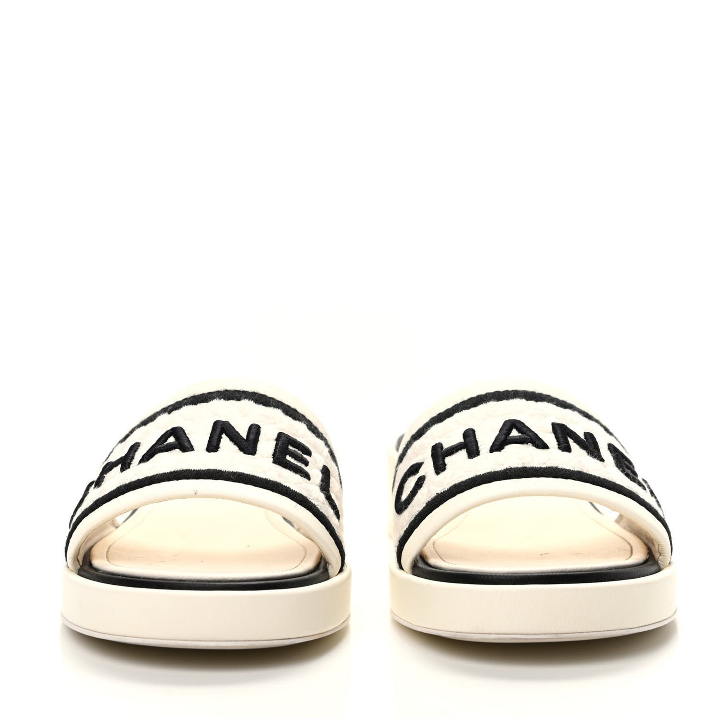 Lambskin Embroidered Logo Mules 39 Ivory Black