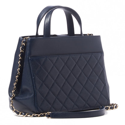 Chanel Caviar Quilted Small Business Affinity Shopping Bag Navy 2 of 10