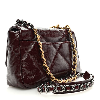 Chanel Shiny Crumpled Calfskin Quilted Medium Chanel 19 Flap Burgundy 3 of 9