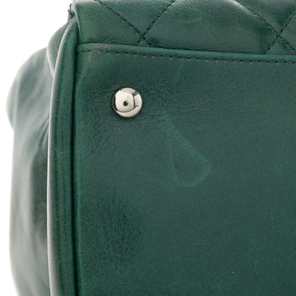 Chanel Glazed Calfskin Quilted Large CC Delivery Tote Dark Green 11 of 15