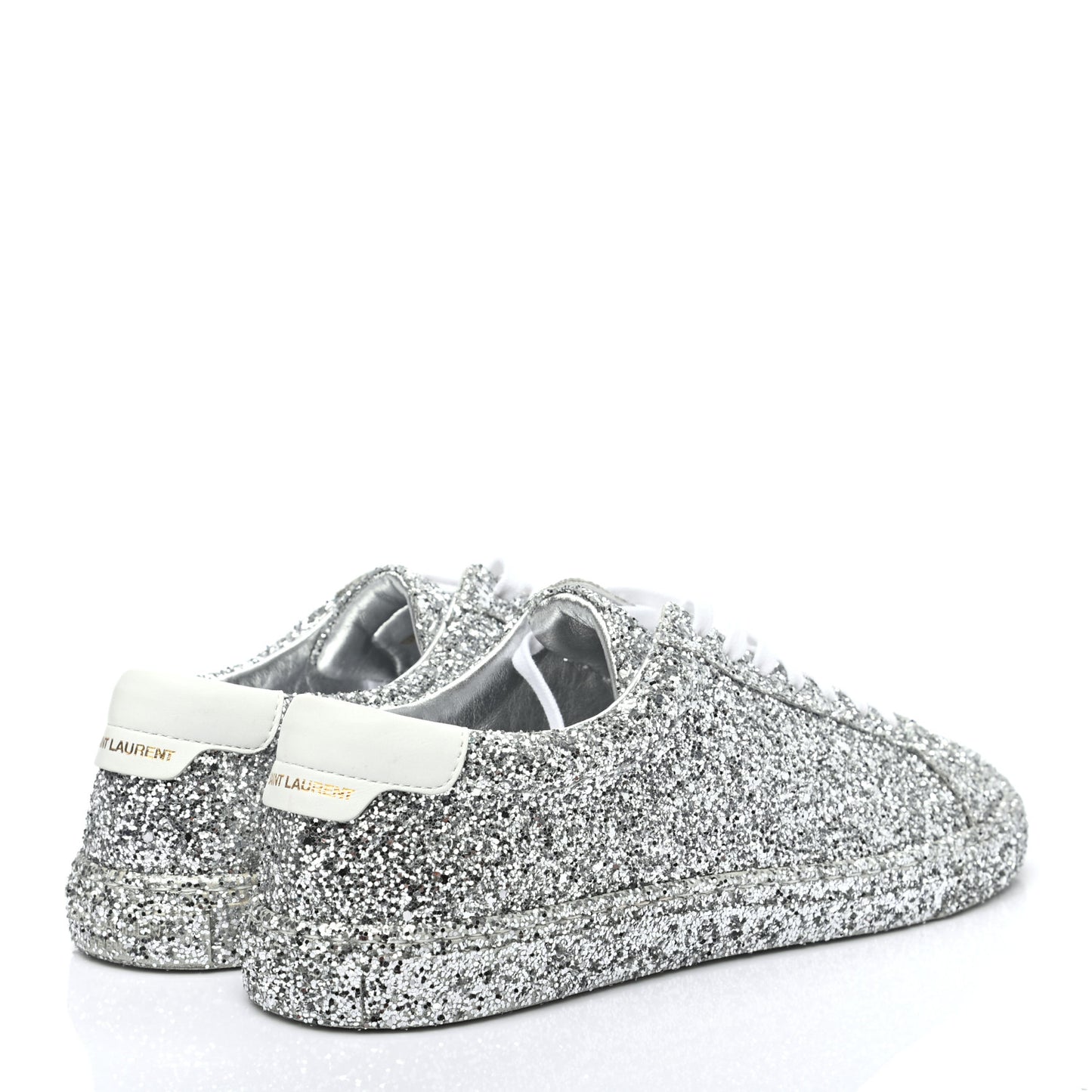 Calfskin Crystal Glitter Andy Sneakers 39 Silver