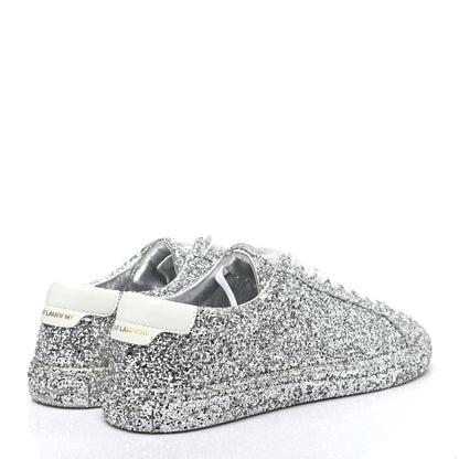 Saint Laurent Calfskin Crystal Glitter Andy Sneakers 39 Silver 8 of 16
