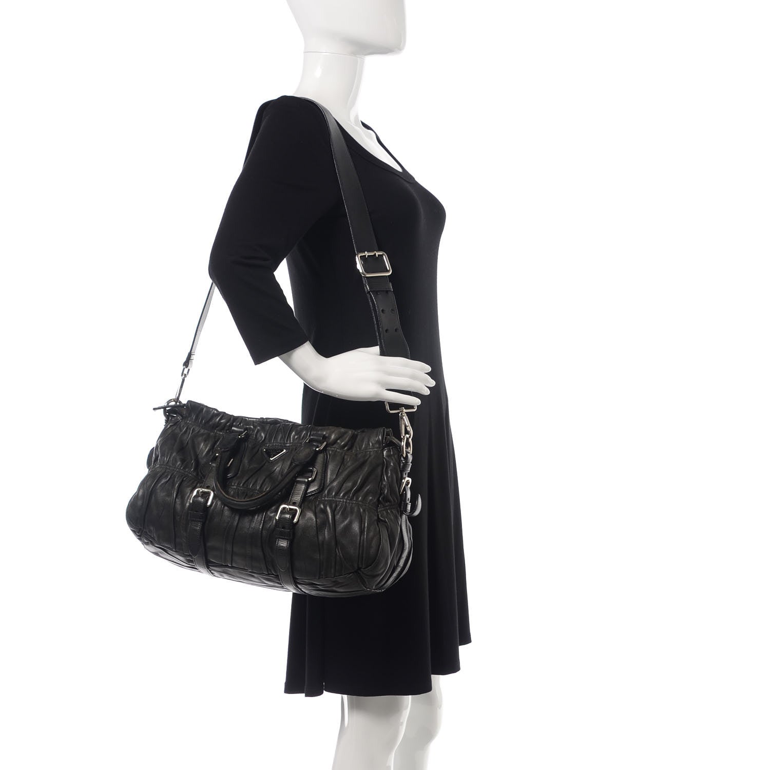 Prada Nappa Gaufre Shopping Satchel Black 4 of 39