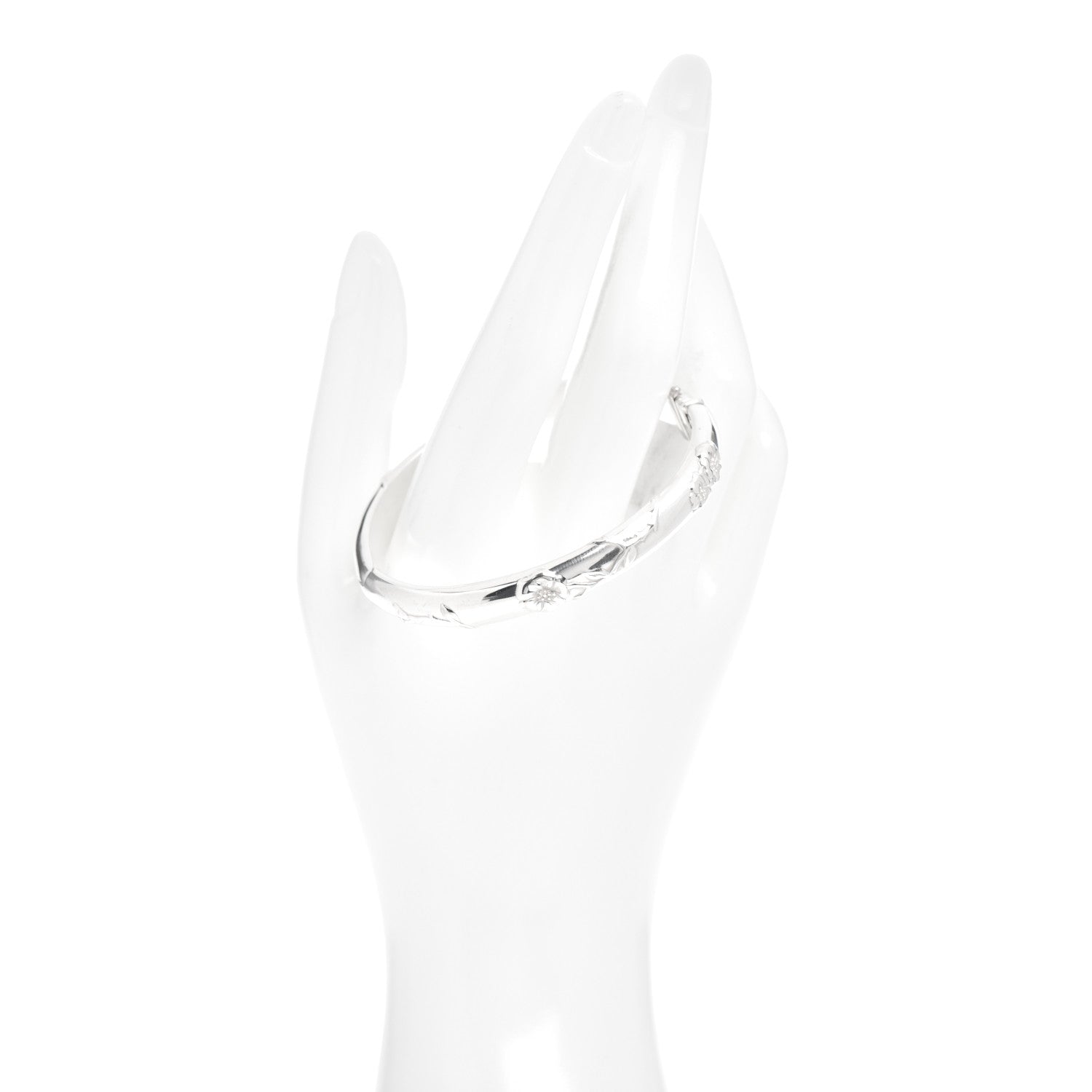 Tiffany Sterling Silver Nature Rose Bangle Bracelet 2 of 4