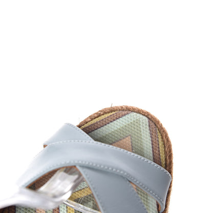 Valentino Garavani Calfskin Calfskin Native Couture 1975 Espadrille Wedge Sandals 39 Sky Sorbet Multicolor 12 of 12
