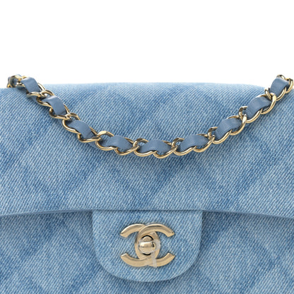 Chanel Printed Denim Quilted Mini Rectangular Flap Light Blue 8 of 9