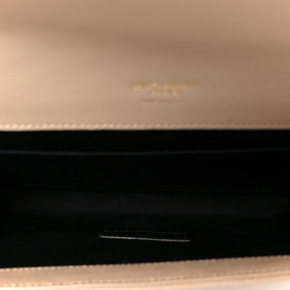 Saint Laurent Grain De Poudre Matelasse Chevron Monogram Envelope Clutch Dark Beige 5 of 10