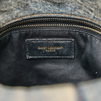 Saint Laurent Denim Quilted Medium Loulou Puffer Monogram Chain Satchel Blue Cinnamon 6 of 12