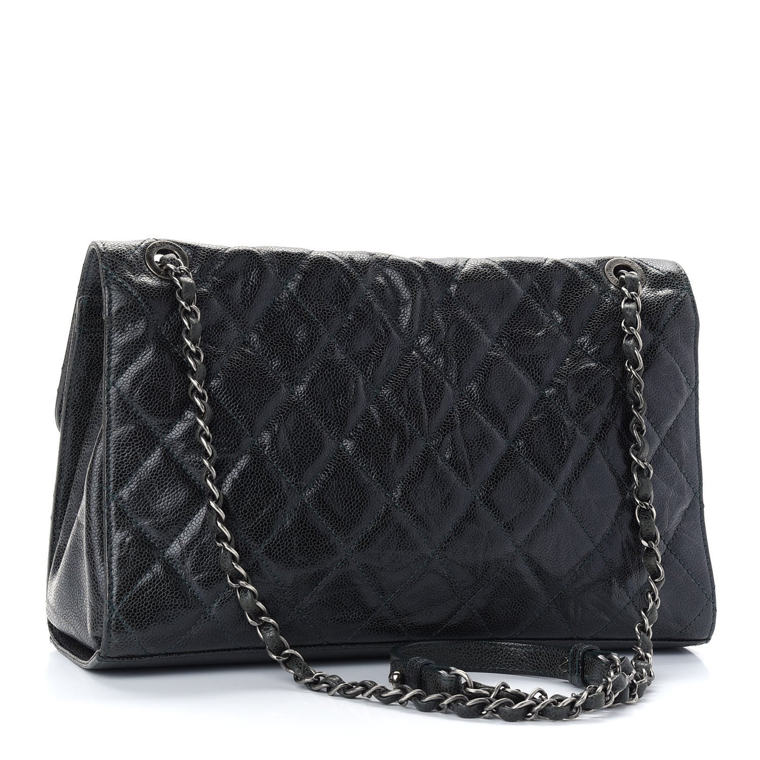 Chanel Crumpled Grained Calfskin Jumbo CC Crave Flap Black 3 of 9