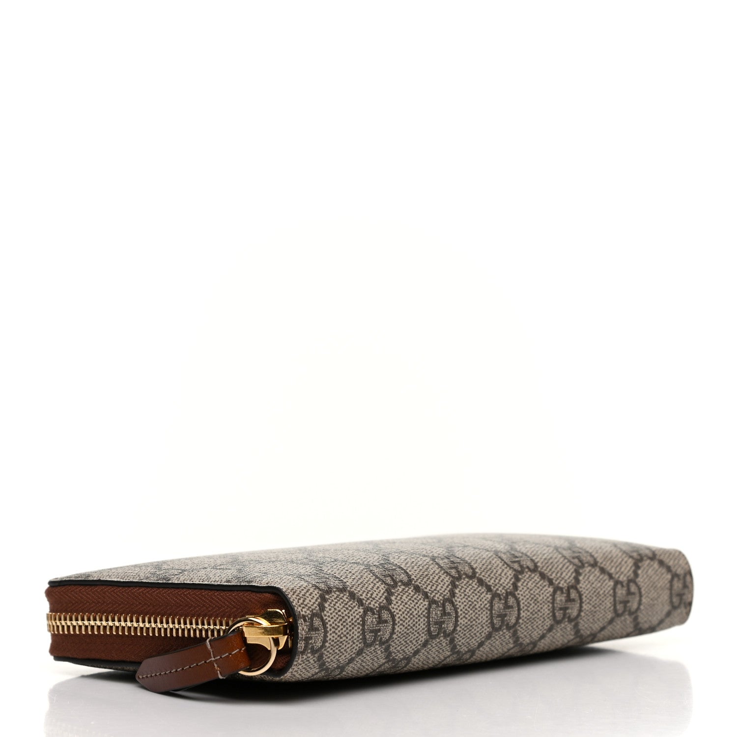Gucci GG Supreme Monogram Cuoio Toscano Zip Around Wallet Beige Ebony Cuir 4 of 8