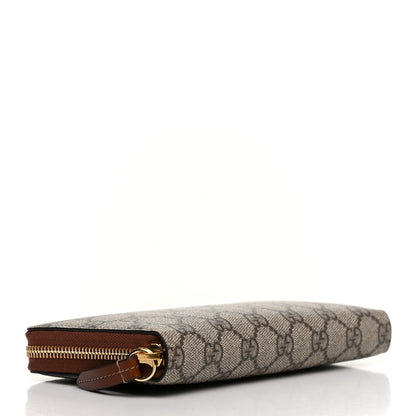 Gucci GG Supreme Monogram Cuoio Toscano Zip Around Wallet Beige Ebony Cuir 4 of 8