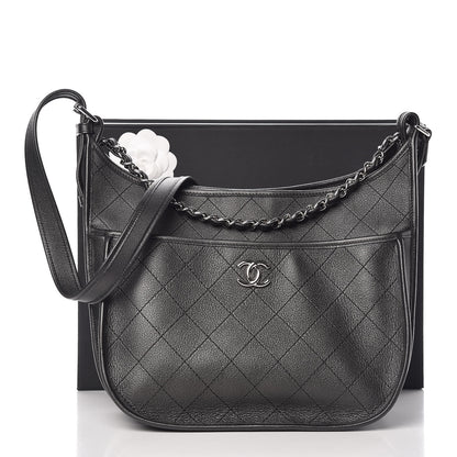 Chanel Calfskin Quilted Large Jungle Stroll Hobo Bag Black 10 of 10