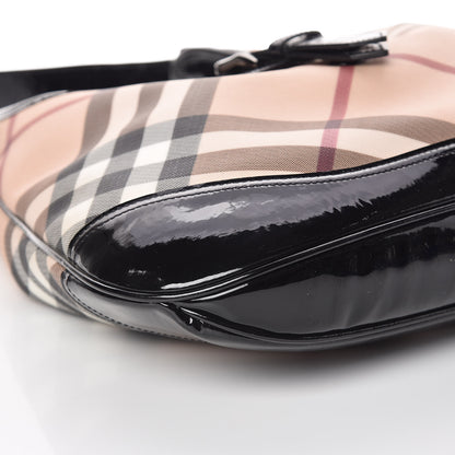 Burberry Patent Nova Check Brook Hobo Black 7 of 8