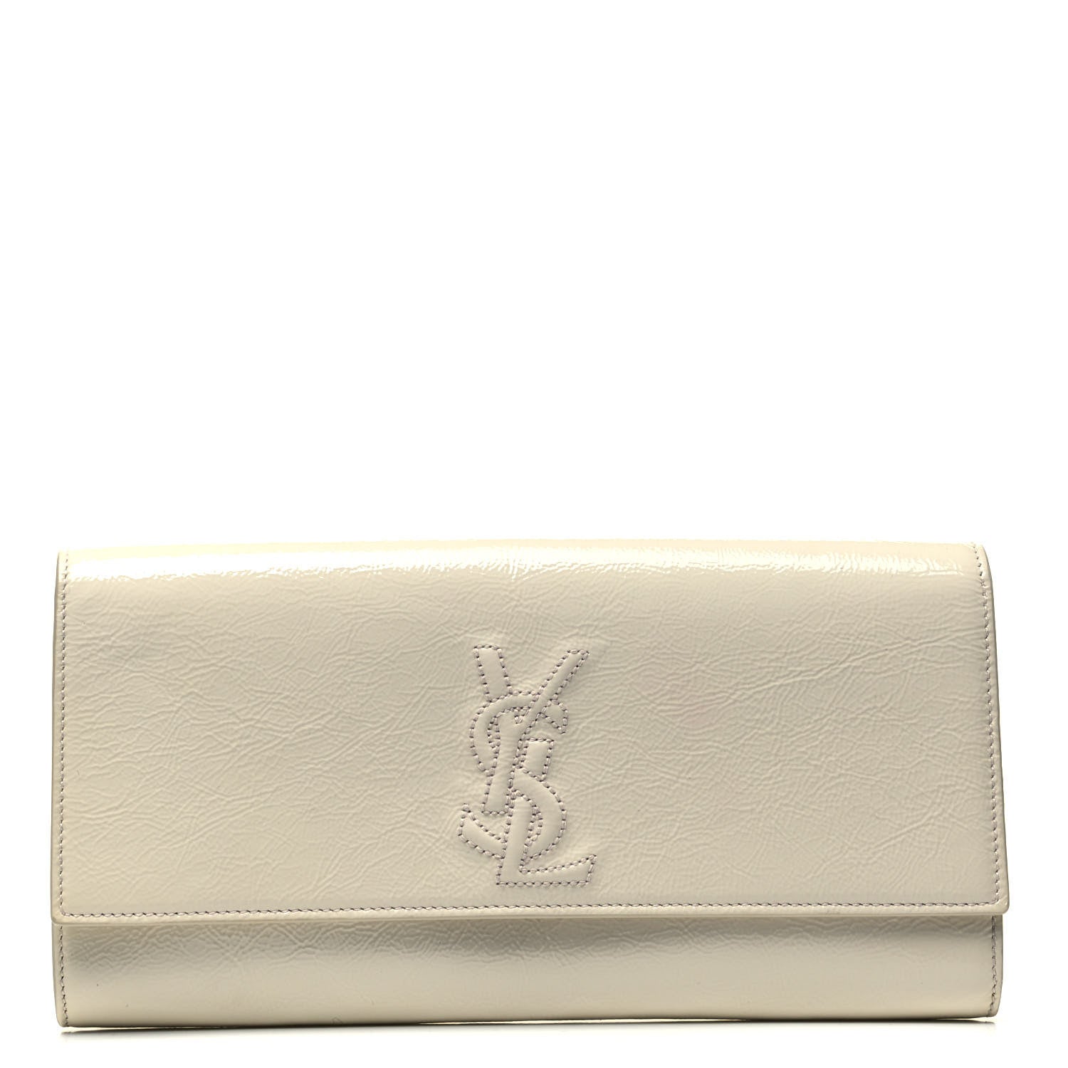 Saint Laurent Patent Calfskin Large Belle De Jour Clutch Off White 1 of 8