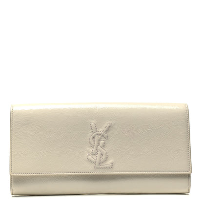 Saint Laurent Patent Calfskin Large Belle De Jour Clutch Off White 1 of 8