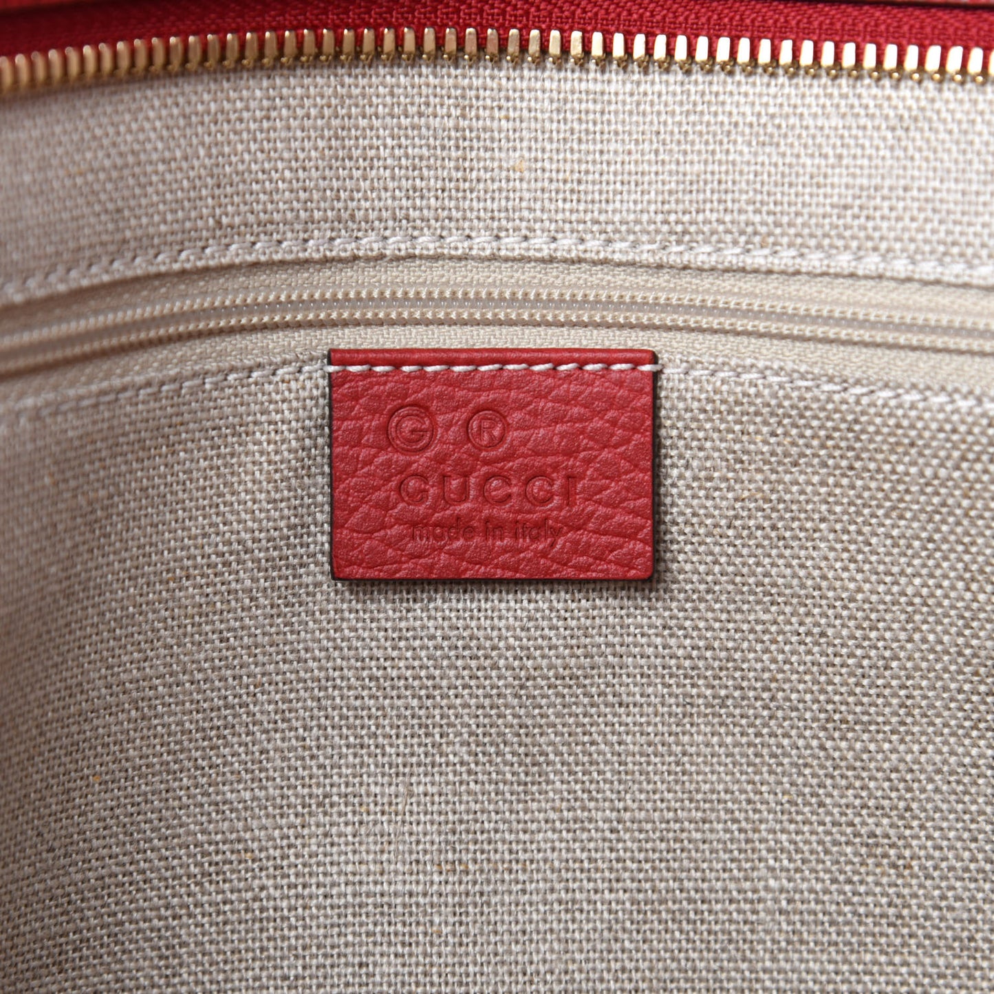 Monogram Bree Zippered Tote Beige Red