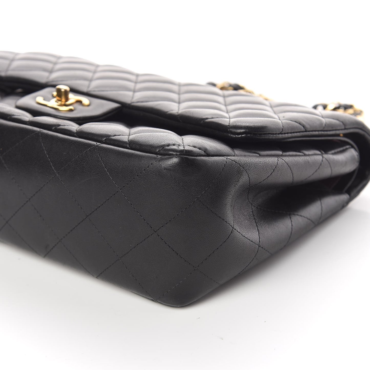 Lambskin Quilted Jumbo Double Flap Black