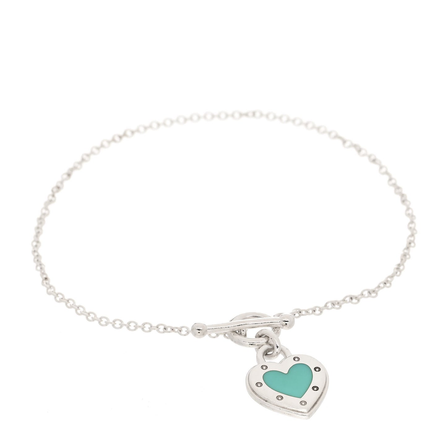 Sterling Silver Enamel Return to Tiffany Love Heart Tag Toggle Bracelet Blue