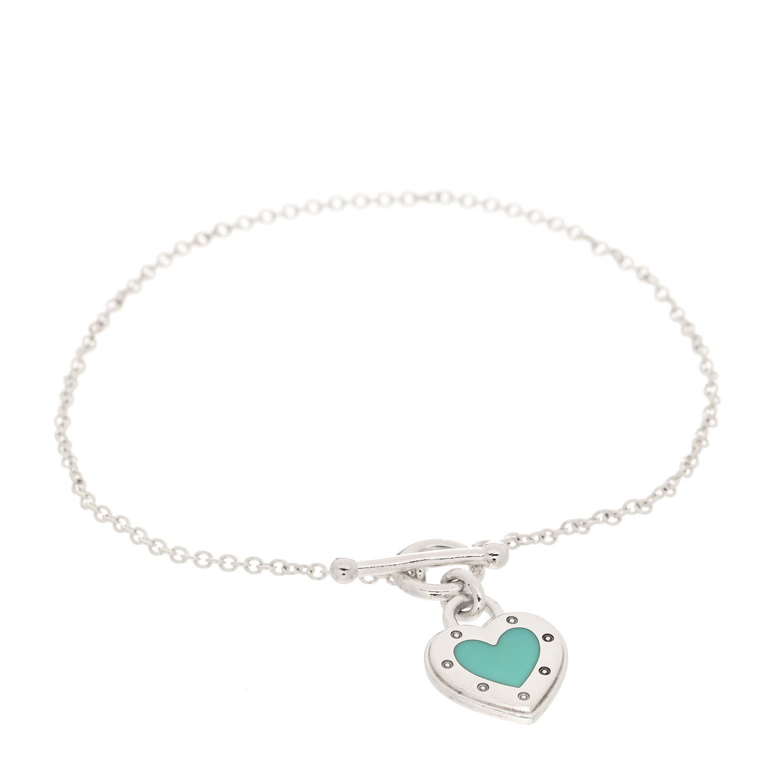 Tiffany Sterling Silver Enamel Return to Tiffany Love Heart Tag Toggle Bracelet Blue 1 of 5