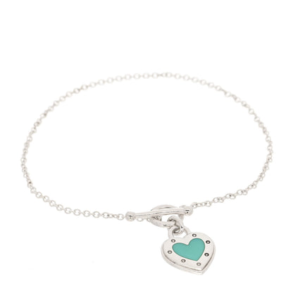 Tiffany Sterling Silver Enamel Return to Tiffany Love Heart Tag Toggle Bracelet Blue 1 of 5