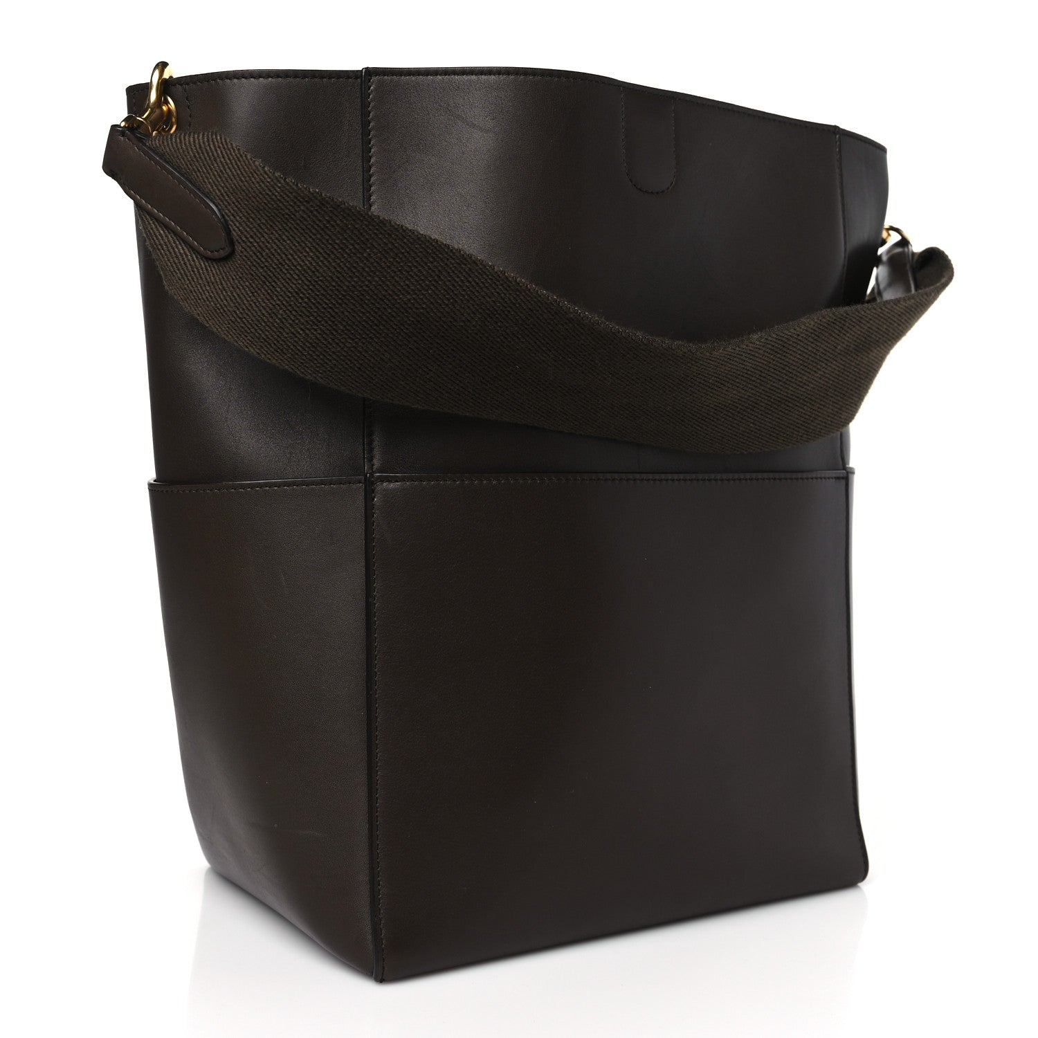 Celine Supersoft Calfskin Sangle Bucket Bag Wood 3 of 8