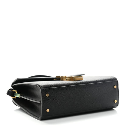 Saint Laurent Grain de Poudre Mini Classic Monogram Cassandra Top Handle Black Rouge Legion 4 of 11