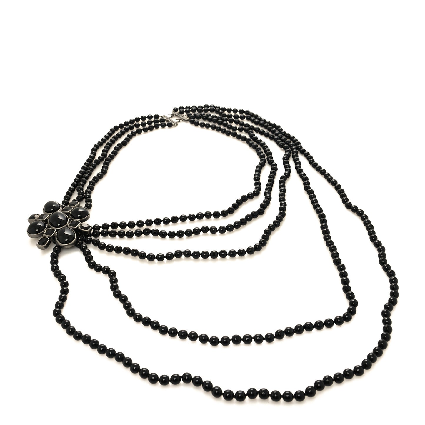 Gripoix Beaded Multi Strand Belt Ruthenium Black