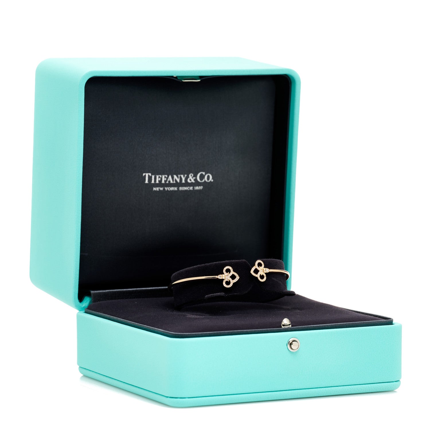 Tiffany 18K Rose Gold Diamond Fleur De Lis Wire Bracelet 4 of 4